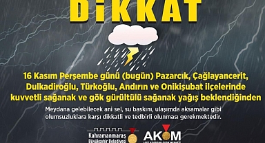 Şehrin Güneyinde Sağanak Yağış Uyarısı!