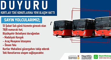 Kurtlar TOKİ’ye Yeni Toplu Taşıma Hattı Hizmete Başlıyor