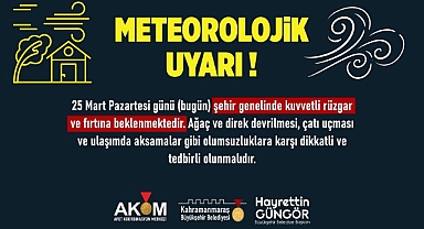 Kahramanmaraş'ta Vatandaşlar Kuvvetli Rüzgâra Karşı Uyarıldı!