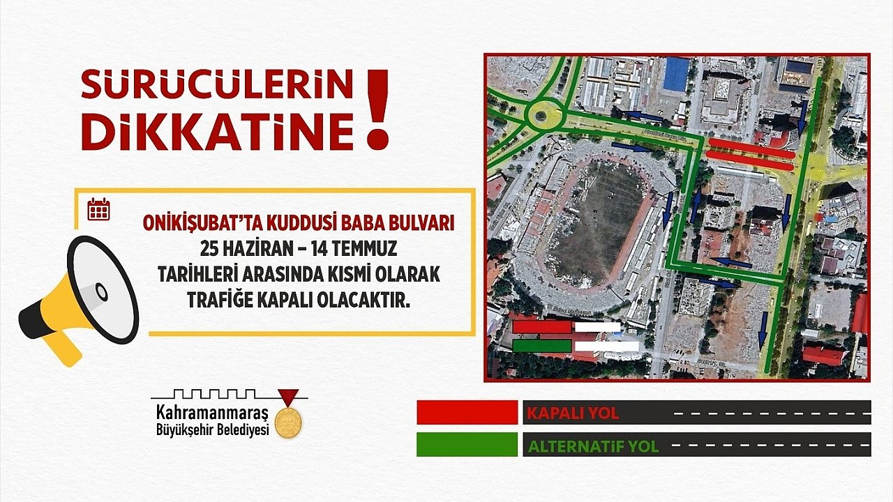 Kuddusi Baba Bulvarı 14 Temmuz’a Kadar Kısmi Olarak Trafiğe Kapatılacak