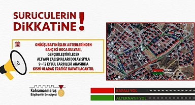 Bahçeci Hoca Bulvarı 12 Eylül'e Kadar Kısmen Trafiğe Kapatıldı