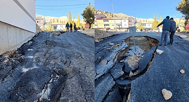 Nurhak’ta daha yeni yapılan yol çöktü! “Sıkıştırma yapılmadan döktünüz, işte sonucu bu”