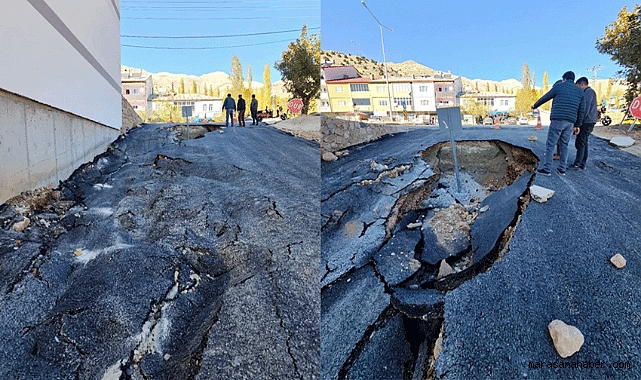 Nurhak’ta daha yeni yapılan yol çöktü! “Sıkıştırma yapılmadan döktünüz, işte sonucu bu”