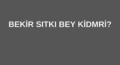 Bekir Sıdkı Bey Kimdir?