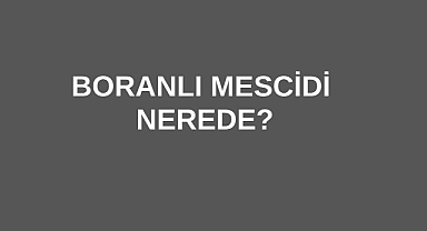 Boranlı Mescidi Nerede?