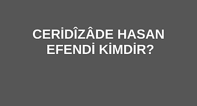 Ceridîzâde Hasan Efendi Kimdir?