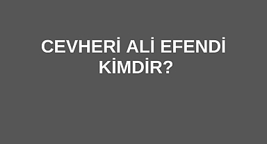 Cevheri Ali Efendi Kimdir?