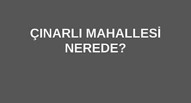 Çınarlı Mahallesi Nerede?
