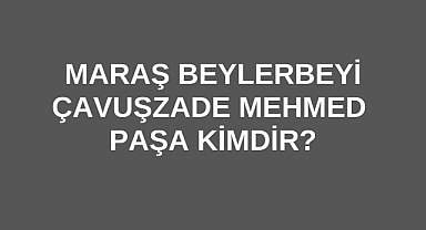 Maraş Beylerbeyi Çavuşzade Mehmed Paşa Kimdir?