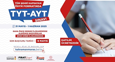 Kahramanmaraş’ta Ücretsiz YKS sınavı ilçelerde başlıyor!