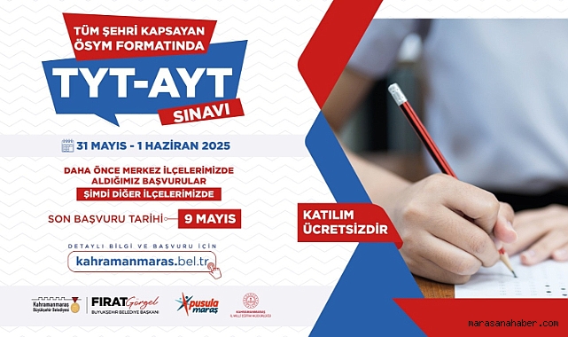Kahramanmaraş’ta Ücretsiz YKS sınavı ilçelerde başlıyor!