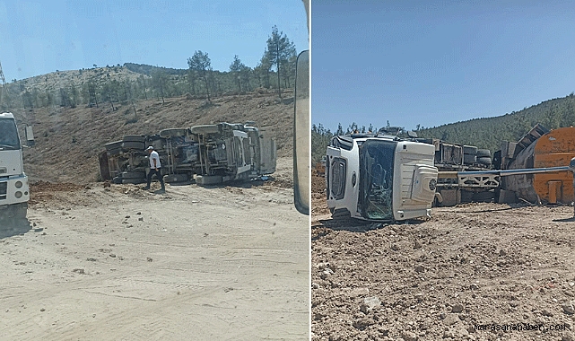 Kahramanmaraş’ta Hafriyat Kamyonu Devrildi! Sürücü Yaralandı