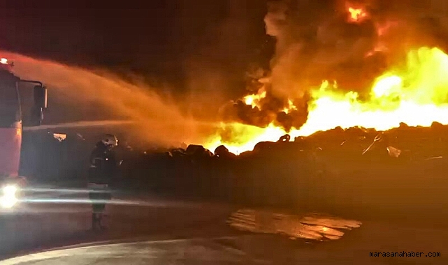 Kahramanmaraş'ta Atık Lastik Deposunda Korkutan Yangın