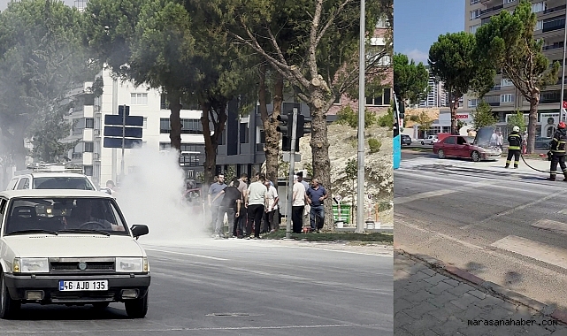 Kahramanmaraş’ta kırmızı ışıkta yanan otomobili esnaflar söndürdü! Araçta bebek de vardı!