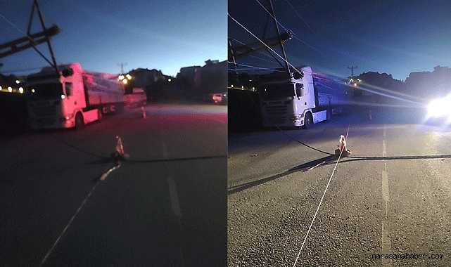 Kahramanmaraş Elektrik Direği Tırın Üzerine Devrildi, Sürücü Ölümden Döndü