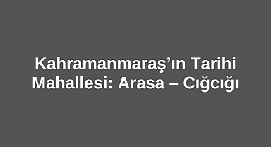 Kahramanmaraş’ın Tarihi Mahallesi: Arasa – Cığcığı