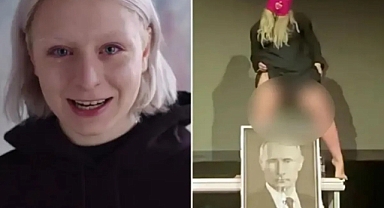 Putin portresine işeyen kadın başını yaktı!