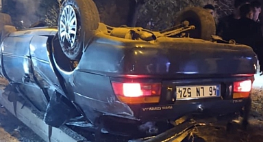 Afşin’de araç ters yüz oldu! 3 Kişi Yaralandı