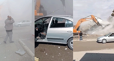 Elbistan'da Bina Yıkımı Korku Dolu Anlara Sahne Oldu: Molozlar Araca İsabet Etti, Facia Kıl Payı Atlatıldı