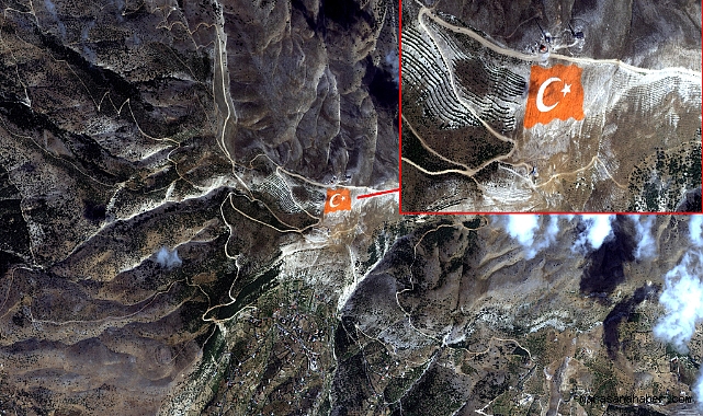 Kahramanmaraş’taki Dev Türk Bayrağı Uzaydan Görüntülendi! Göktürk-1 Uydusu Cumhuriyet Bayramı’na Özel Paylaştı