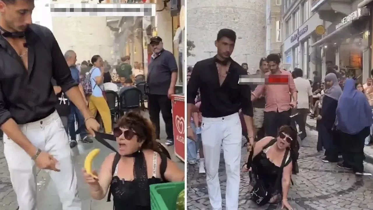 Tasma taktığı kadını sokaklarda gezdirdi!