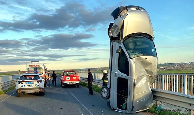 Fizik kurallarını alt üst eden kaza! Dikine durdu