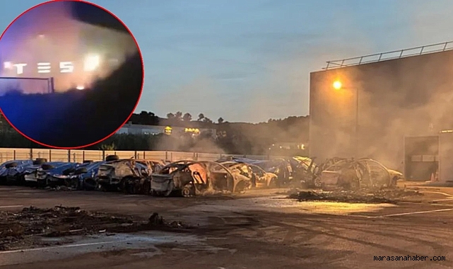 Tesla bayisi alev alev yandı! Onlarca sıfır araç kül oldu