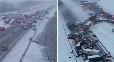 50 araç birbirine girdi! Kimse yaralanmadı