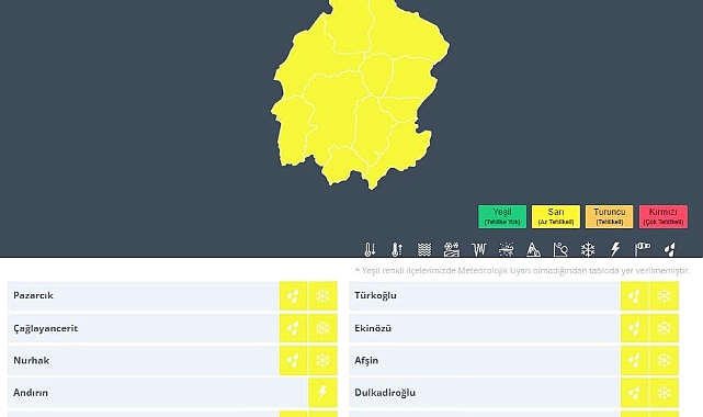 Kahramanmaraş İçin Kuvvetli Sağanak ve Yüksek Kesimlere Kar Uyarısı!