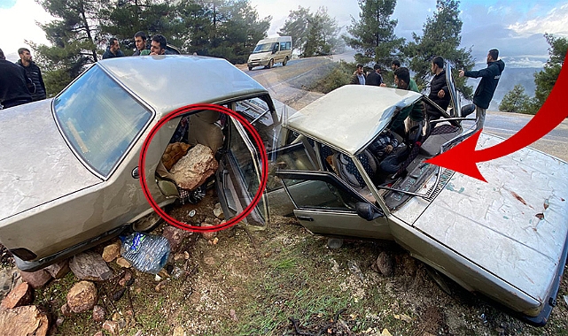 Kahramanmaraş’ta seyir halindeki aracın içine kaya parçası girdi! 3 çocuk babası yaşam savaşı veriyor