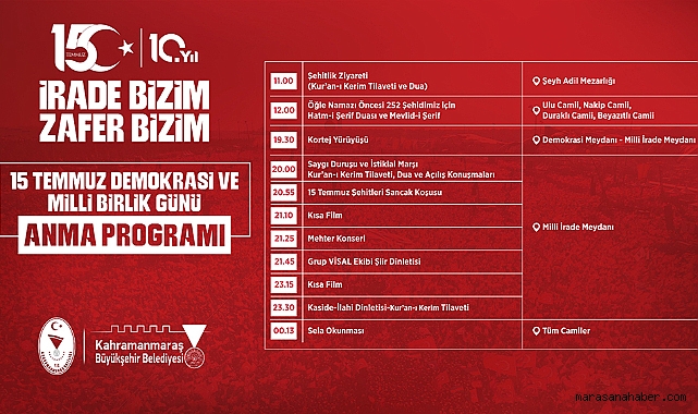 Demokrasi Zaferinin 10’uncu Yılında Kahramanmaraş Meydanlarda Buluşacak!